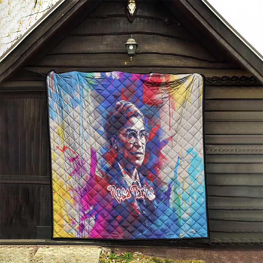 Rosa Parks Quilt Red Blue Abstract Art Portrait Sitting Down to Stand Up Quote Civil Rights Tribute - Wonder Print Shop