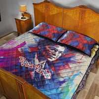 Rosa Parks Quilt Bed Set Red Blue Abstract Art Portrait Sitting Down to Stand Up Quote Civil Rights Tribute - Wonder Print Shop