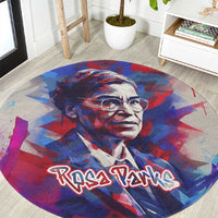 Rosa Parks Round Carpet Red Blue Abstract Art Portrait Sitting Down to Stand Up Quote Civil Rights Tribute - Wonder Print Shop