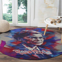 Rosa Parks Round Carpet Red Blue Abstract Art Portrait Sitting Down to Stand Up Quote Civil Rights Tribute - Wonder Print Shop