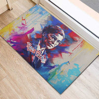 Rosa Parks Rubber Doormat Red Blue Abstract Art Portrait Sitting Down to Stand Up Quote Civil Rights Tribute - Wonder Print Shop