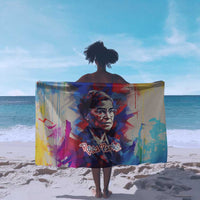 Rosa Parks Sarong Red Blue Abstract Art Portrait Sitting Down to Stand Up Quote Civil Rights Tribute - Wonder Print Shop