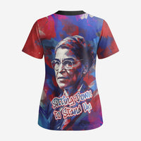 Rosa Parks Scrub Top Red Blue Abstract Art Portrait Sitting Down to Stand Up Quote Civil Rights Tribute - Wonder Print Shop