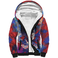 Rosa Parks Sherpa Hoodie Red Blue Abstract Art Portrait Sitting Down to Stand Up Quote Civil Rights Tribute - Wonder Print Shop