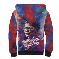 Rosa Parks Sherpa Hoodie Red Blue Abstract Art Portrait Sitting Down to Stand Up Quote Civil Rights Tribute - Wonder Print Shop