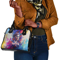 Rosa Parks Shoulder Handbag Red Blue Abstract Art Portrait Sitting Down to Stand Up Quote Civil Rights Tribute - Wonder Print Shop