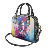 Rosa Parks Shoulder Handbag Red Blue Abstract Art Portrait Sitting Down to Stand Up Quote Civil Rights Tribute - Wonder Print Shop