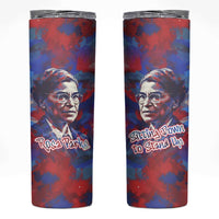 Rosa Parks Skinny Tumbler Red Blue Abstract Art Portrait Sitting Down to Stand Up Quote Civil Rights Tribute - Wonder Print Shop