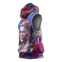 Rosa Parks Sleeveless Hoodie Red Blue Abstract Art Portrait Sitting Down to Stand Up Quote Civil Rights Tribute - Wonder Print Shop