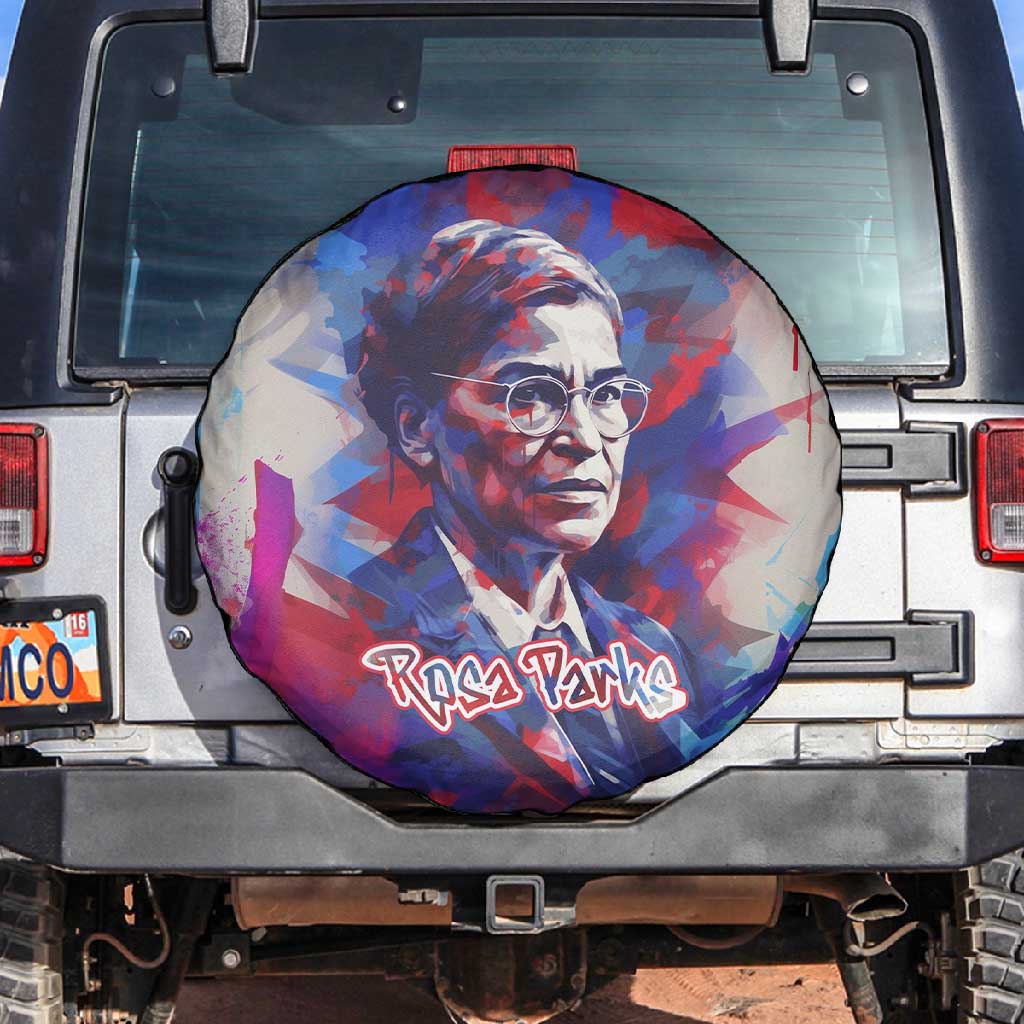 Rosa Parks Spare Tire Cover Red Blue Abstract Art Portrait Sitting Down to Stand Up Quote Civil Rights Tribute - Wonder Print Shop