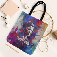 Rosa Parks Tote Bag Red Blue Abstract Art Portrait Sitting Down to Stand Up Quote Civil Rights Tribute - Wonder Print Shop