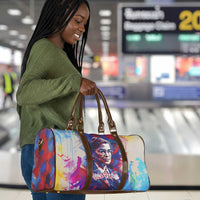 Rosa Parks Travel Bag Red Blue Abstract Art Portrait Sitting Down to Stand Up Quote Civil Rights Tribute - Wonder Print Shop