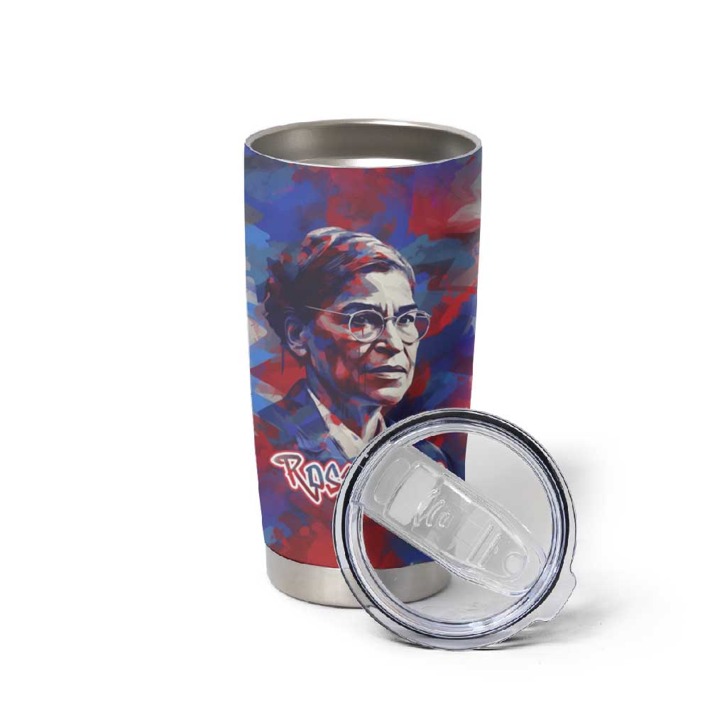 Rosa Parks Tumbler Cup Red Blue Abstract Art Portrait Sitting Down to Stand Up Quote Civil Rights Tribute - Wonder Print Shop