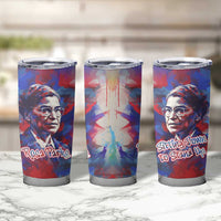 Rosa Parks Tumbler Cup Red Blue Abstract Art Portrait Sitting Down to Stand Up Quote Civil Rights Tribute - Wonder Print Shop