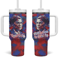 Rosa Parks Tumbler With Handle Red Blue Abstract Art Portrait Sitting Down to Stand Up Quote Civil Rights Tribute - Wonder Print Shop