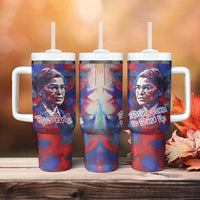 Rosa Parks Tumbler With Handle Red Blue Abstract Art Portrait Sitting Down to Stand Up Quote Civil Rights Tribute - Wonder Print Shop