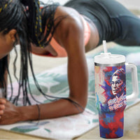 Rosa Parks Tumbler With Handle Red Blue Abstract Art Portrait Sitting Down to Stand Up Quote Civil Rights Tribute - Wonder Print Shop