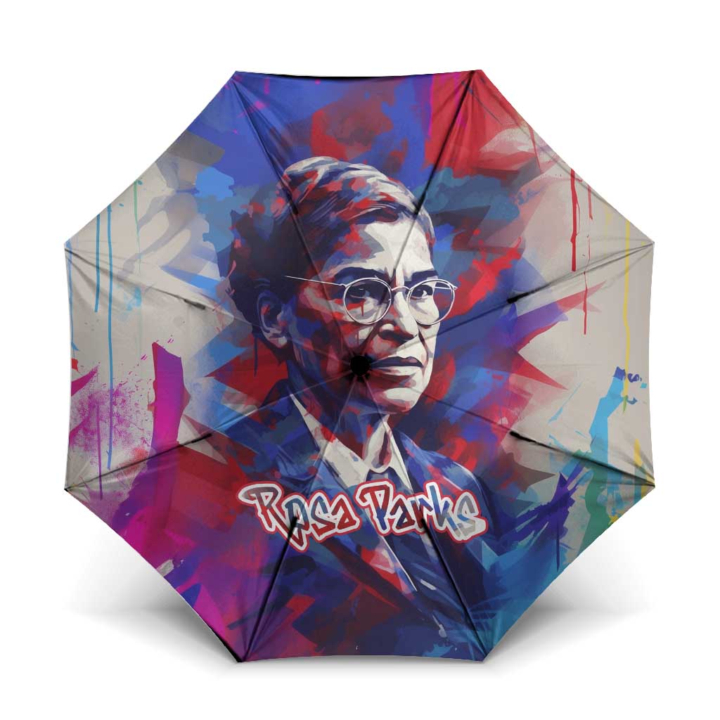 Rosa Parks Umbrella Red Blue Abstract Art Portrait Sitting Down to Stand Up Quote Civil Rights Tribute - Wonder Print Shop