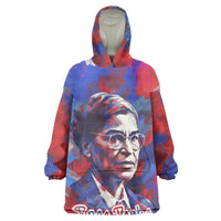 Rosa Parks Wearable Blanket Hoodie Red Blue Abstract Art Portrait Sitting Down to Stand Up Quote Civil Rights Tribute - Wonder Print Shop