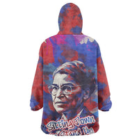 Rosa Parks Wearable Blanket Hoodie Red Blue Abstract Art Portrait Sitting Down to Stand Up Quote Civil Rights Tribute - Wonder Print Shop