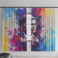 Rosa Parks Window Curtain Red Blue Abstract Art Portrait Sitting Down to Stand Up Quote Civil Rights Tribute - Wonder Print Shop