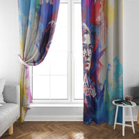 Rosa Parks Window Curtain Red Blue Abstract Art Portrait Sitting Down to Stand Up Quote Civil Rights Tribute - Wonder Print Shop
