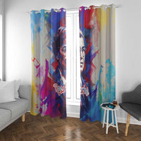 Rosa Parks Window Curtain Red Blue Abstract Art Portrait Sitting Down to Stand Up Quote Civil Rights Tribute - Wonder Print Shop