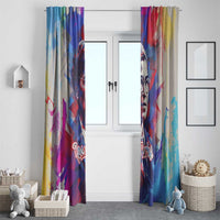 Rosa Parks Window Curtain Red Blue Abstract Art Portrait Sitting Down to Stand Up Quote Civil Rights Tribute - Wonder Print Shop