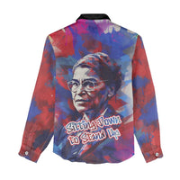 Rosa Parks Women Casual Shirt Red Blue Abstract Art Portrait Sitting Down to Stand Up Quote Civil Rights Tribute - Wonder Print Shop