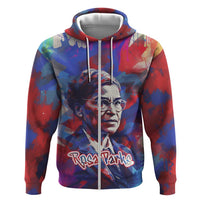 Rosa Parks Zip Hoodie Red Blue Abstract Art Portrait Sitting Down to Stand Up Quote Civil Rights Tribute - Wonder Print Shop