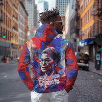 Rosa Parks Zip Hoodie Red Blue Abstract Art Portrait Sitting Down to Stand Up Quote Civil Rights Tribute - Wonder Print Shop