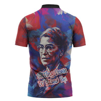 Rosa Parks Zipper Polo Shirt Red Blue Abstract Art Portrait Sitting Down to Stand Up Quote Civil Rights Tribute - Wonder Print Shop