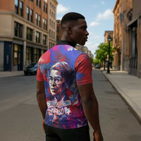 Rosa Parks Zipper Polo Shirt Red Blue Abstract Art Portrait Sitting Down to Stand Up Quote Civil Rights Tribute - Wonder Print Shop