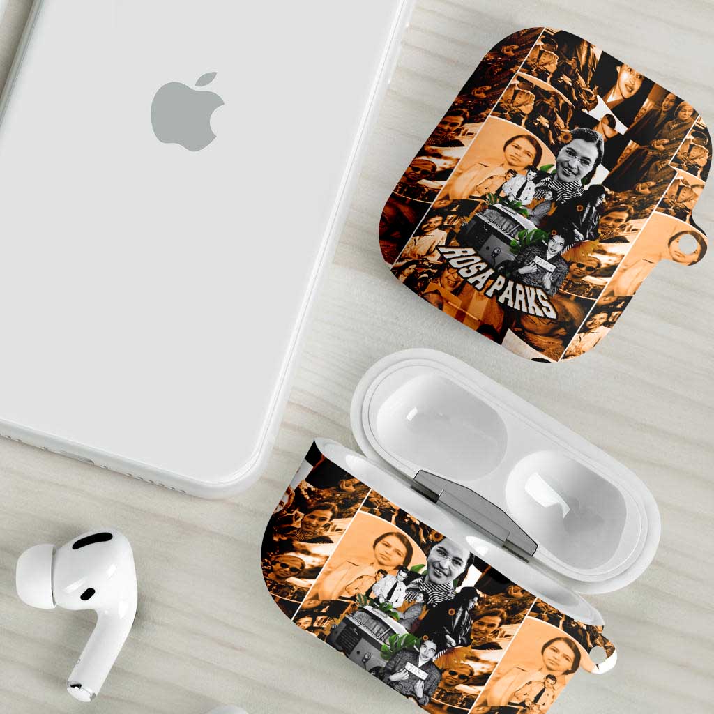 Rosa Parks AirPods Case Sepia Collage Design Civil Rights Icon I Believe There Is Only One Race Quote - Wonder Print Shop