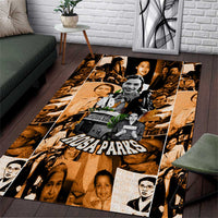 Rosa Parks Area Rug Sepia Collage Design Civil Rights Icon I Believe There Is Only One Race Quote - Wonder Print Shop