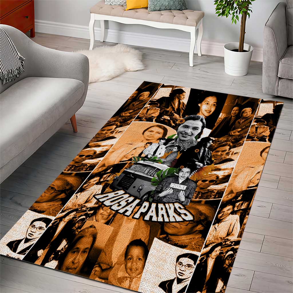 Rosa Parks Area Rug Sepia Collage Design Civil Rights Icon I Believe There Is Only One Race Quote - Wonder Print Shop