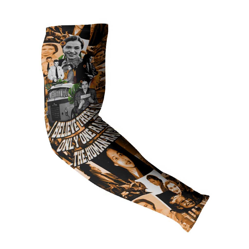 Rosa Parks Arm Sleeves Sepia Collage Design Civil Rights Icon I Believe There Is Only One Race Quote - Wonder Print Shop