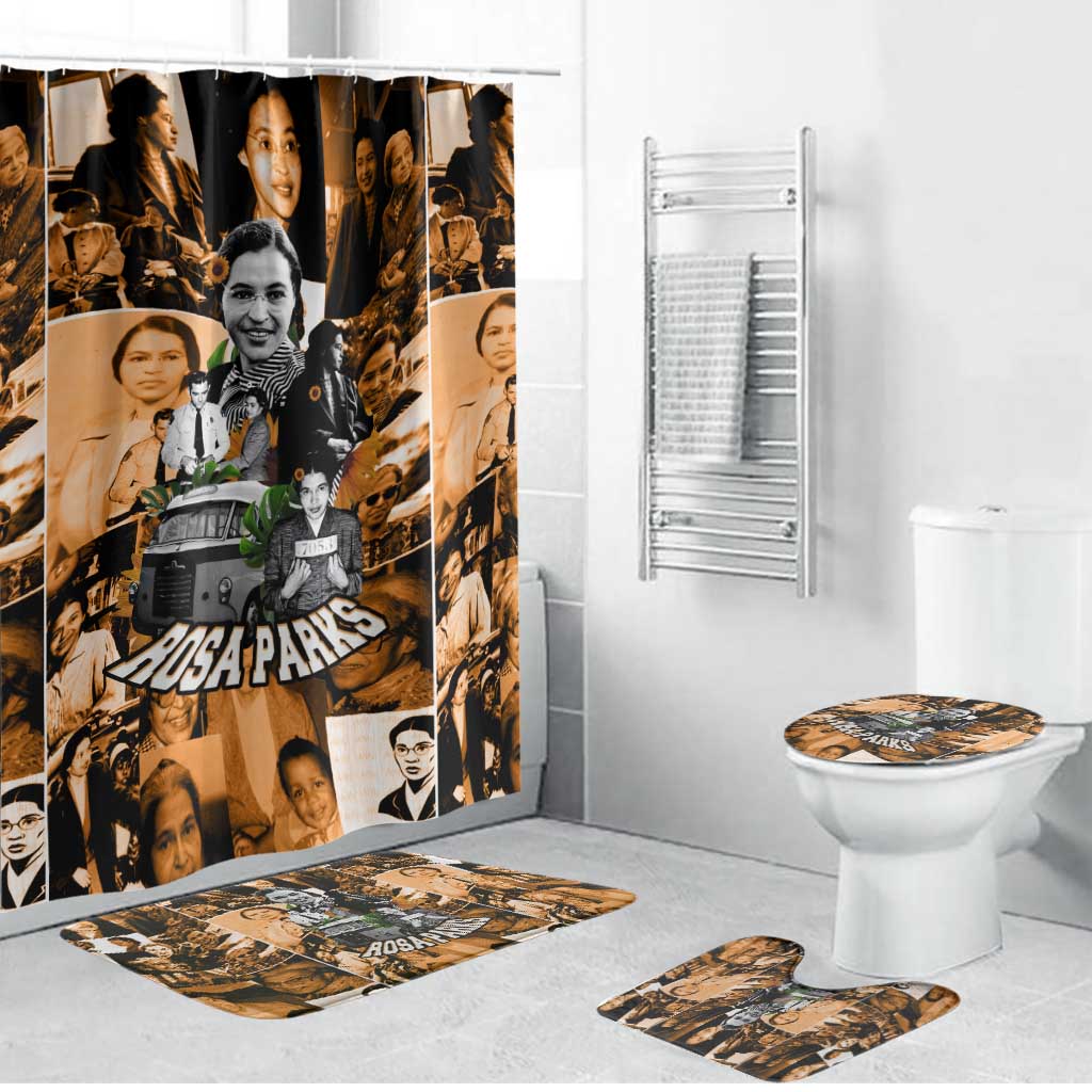 Rosa Parks Bathroom Set Sepia Collage Design Civil Rights Icon I Believe There Is Only One Race Quote - Wonder Print Shop