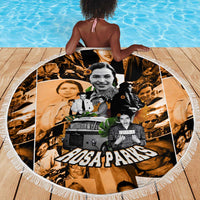 Rosa Parks Beach Blanket Sepia Collage Design Civil Rights Icon I Believe There Is Only One Race Quote - Wonder Print Shop