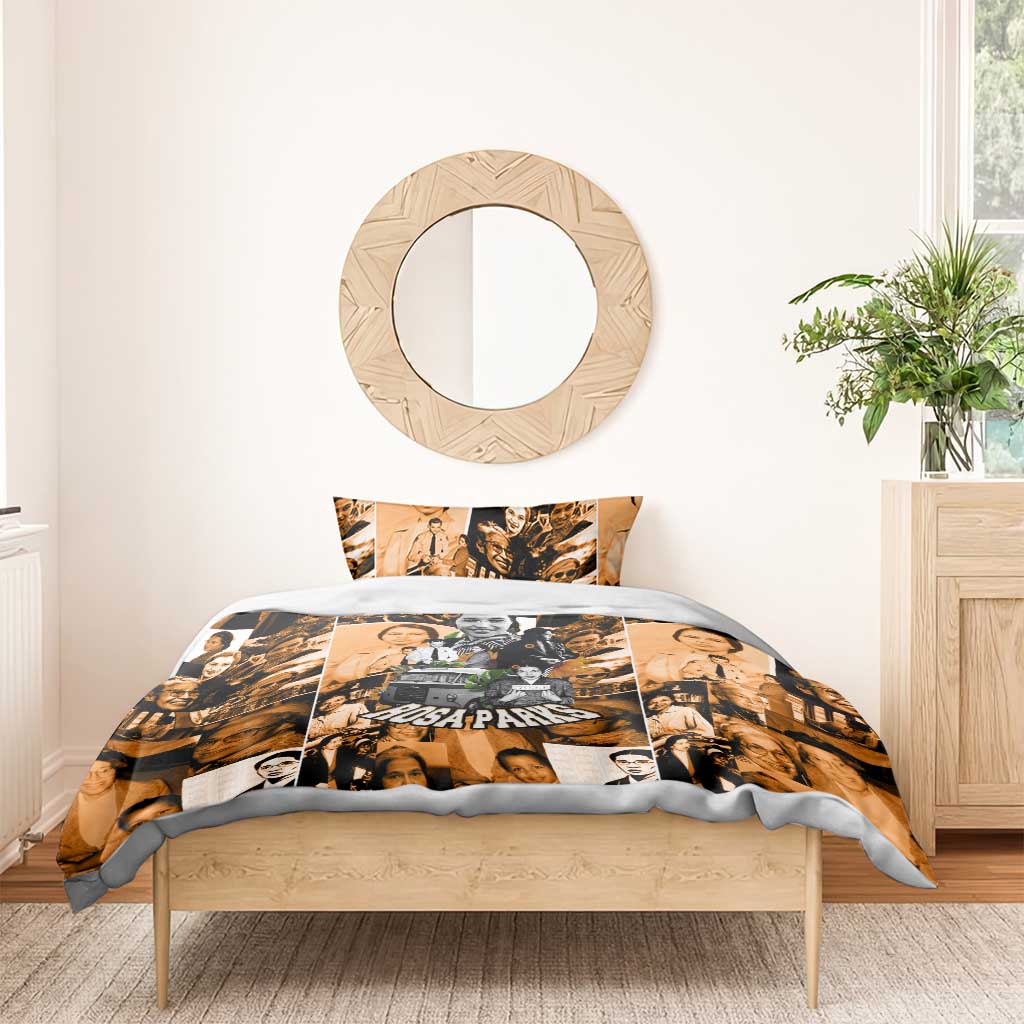 Rosa Parks Bedding Set Sepia Collage Design Civil Rights Icon I Believe There Is Only One Race Quote - Wonder Print Shop