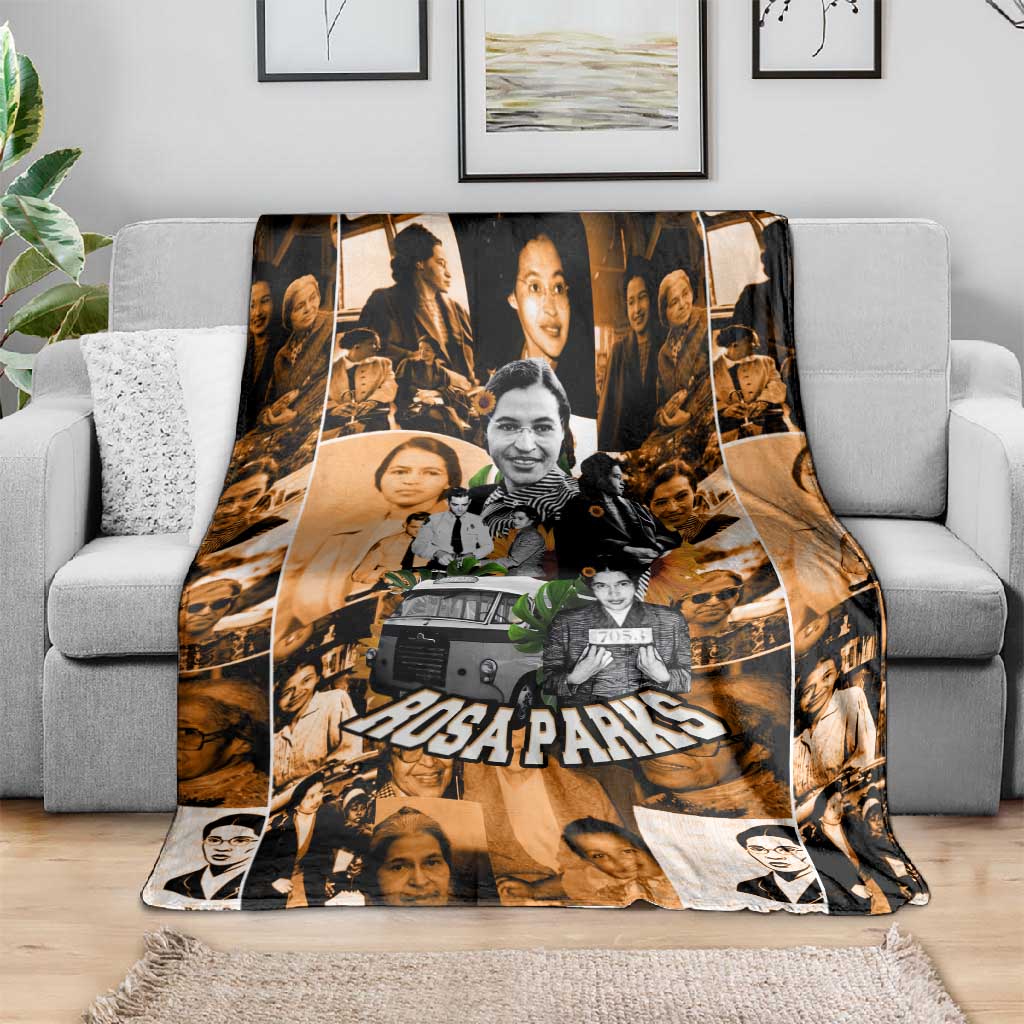 Rosa Parks Blanket Sepia Collage Design Civil Rights Icon I Believe There Is Only One Race Quote - undefined