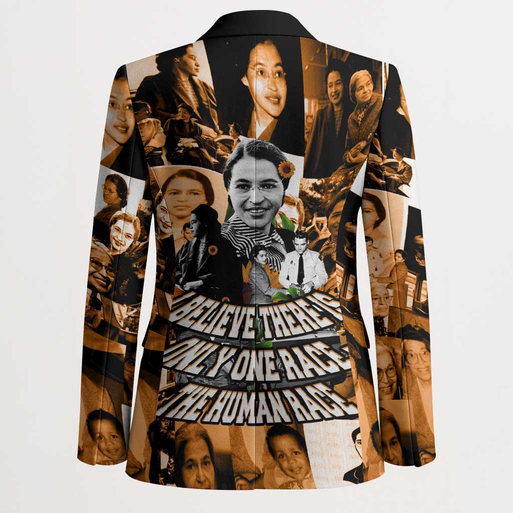 Rosa Parks Blazer Sepia Collage Design Civil Rights Icon I Believe There Is Only One Race Quote - Wonder Print Shop