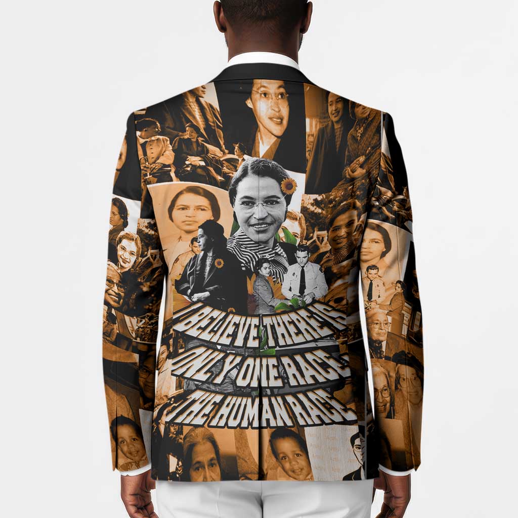 Rosa Parks Blazer Sepia Collage Design Civil Rights Icon I Believe There Is Only One Race Quote - Wonder Print Shop