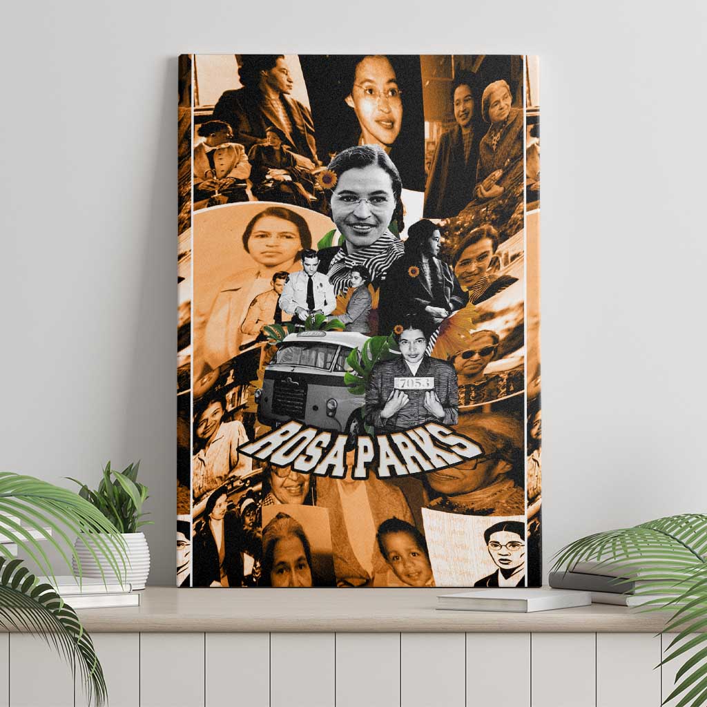 Rosa Parks Canvas Wall Art Sepia Collage Design Civil Rights Icon I Believe There Is Only One Race Quote - Wonder Print Shop