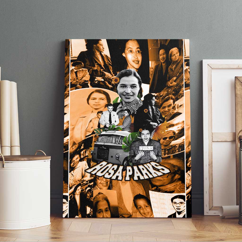 Rosa Parks Canvas Wall Art Sepia Collage Design Civil Rights Icon I Believe There Is Only One Race Quote - Wonder Print Shop