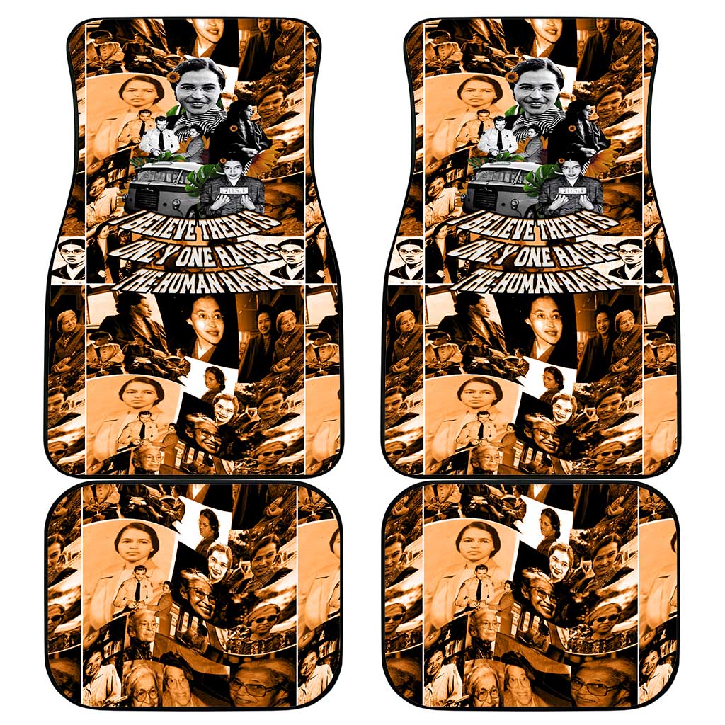 Rosa Parks Car Mats Sepia Collage Design Civil Rights Icon I Believe There Is Only One Race Quote - Wonder Print Shop