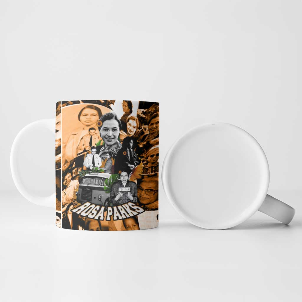 Rosa Parks Ceramic Mug Sepia Collage Design Civil Rights Icon I Believe There Is Only One Race Quote - Wonder Print Shop