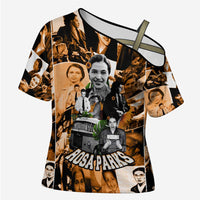 Rosa Parks Cross Shoulder Shirt Sepia Collage Design Civil Rights Icon I Believe There Is Only One Race Quote - Wonder Print Shop