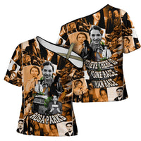 Rosa Parks Cross Shoulder Shirt Sepia Collage Design Civil Rights Icon I Believe There Is Only One Race Quote - Wonder Print Shop