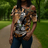 Rosa Parks Cross Shoulder Shirt Sepia Collage Design Civil Rights Icon I Believe There Is Only One Race Quote - Wonder Print Shop